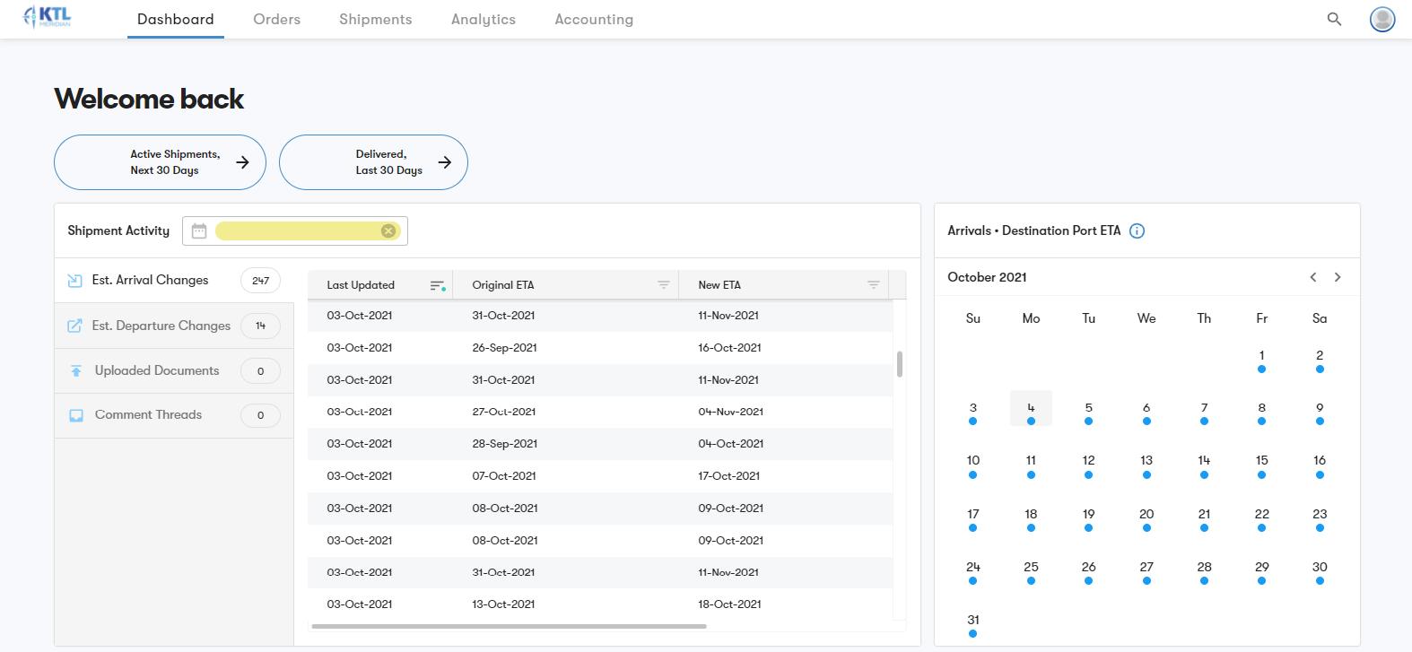 Freight Tracking Tool - Personalized Dashboard