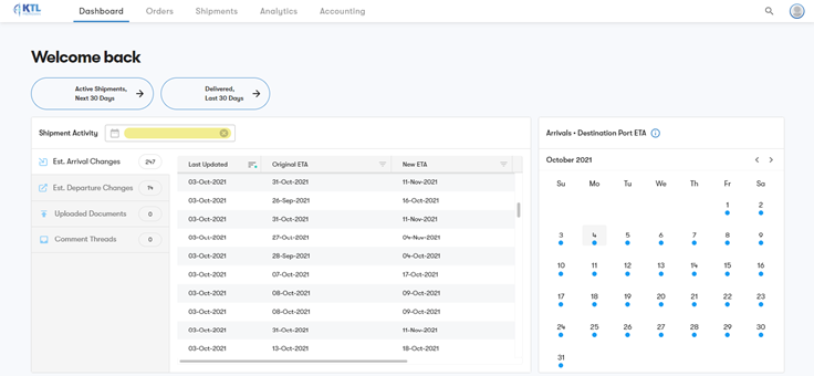 Freight Tracking Tool - Personalized Dashboard