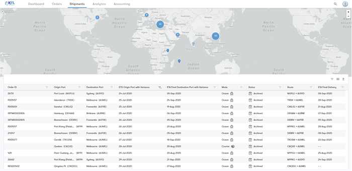 Freight Tracking Tool - Shipment Listing