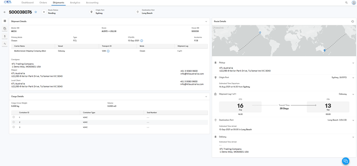 Freight Tracking Tool - Shipment View